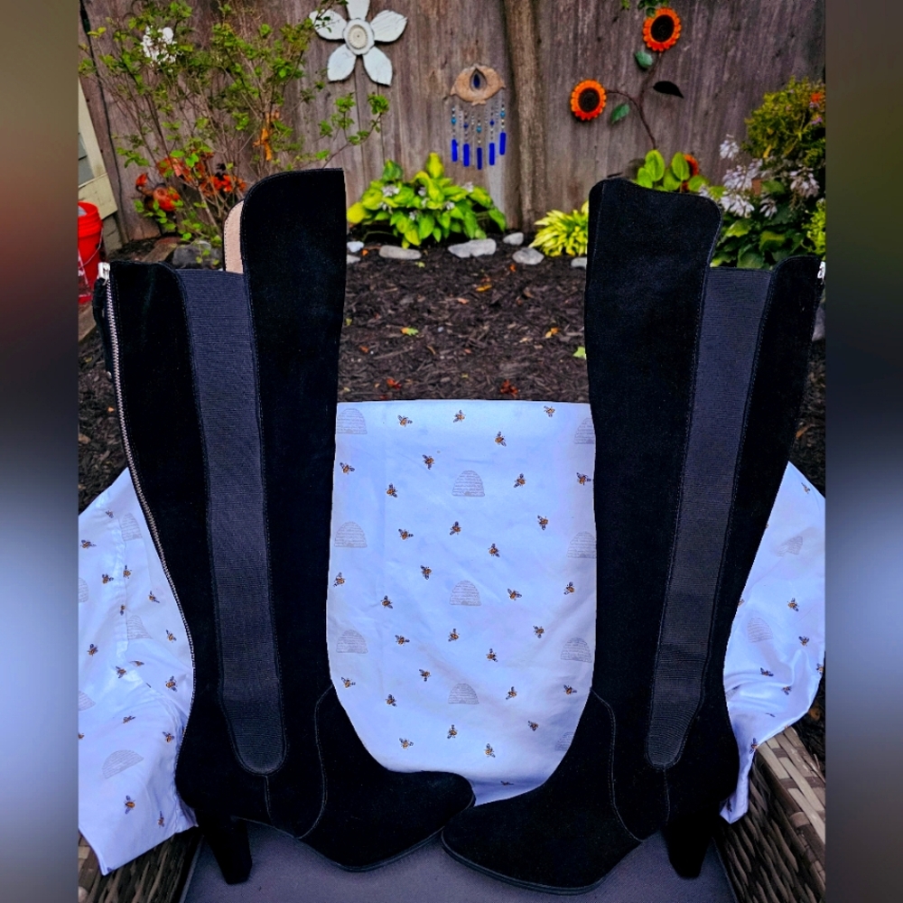 SEXY & COMFY ADRIENNE VITTADINI BLACK OVER THE KNEE SUEDE TEX BOOT WMN SZ 9 NWOB